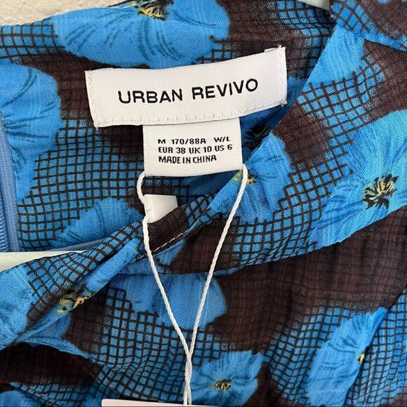 NWT ASOS Urban Revivo Puff Sleeve V-Neck Skater Dress - Picture 10 of 14